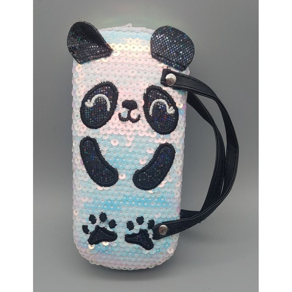 Claire's Panda Eyeglass Sunglass Case Hard Shell Iridescent Sequin So Cute